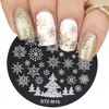 Beauty Stainless Steel Snow Flake Flower Elk Stamping Plates Round Nail Art Template Stamp Stencil Christmas 1