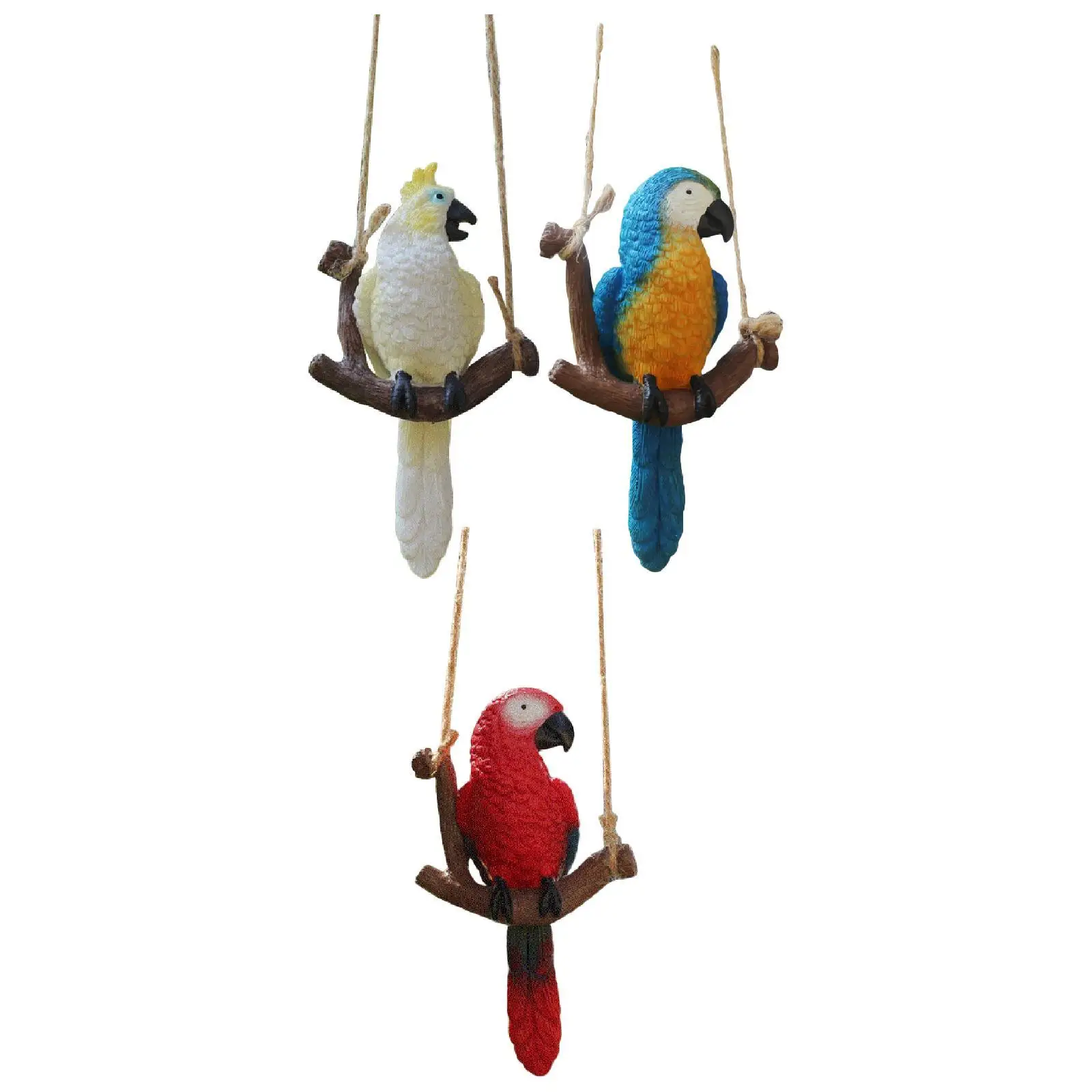Garden Parrot Figurine Hanging Decoration Micro Landscape Cute Resin Garden Bird Statue for Porch Home Indoor Outdoor Lawn Yard