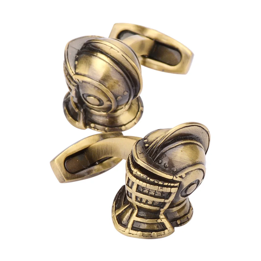 NVT Vintage War Helmet Cufflinks for Mens Shirt High Quality Bronze Cuff Links Father Husband Special Gift Free Engraving Name