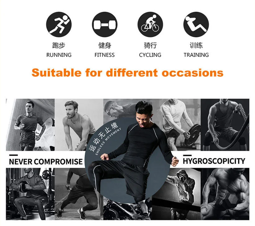 Men Sportswear Compression Sport Suits Quick Dry Running Sets Clothes Sports Joggers Training Gym Fitness Tracksuits Running Set