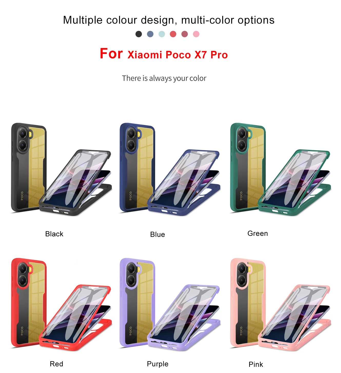 360° Full Coverage Protective Phone Case with Screen Protector and Camera Lens Guard