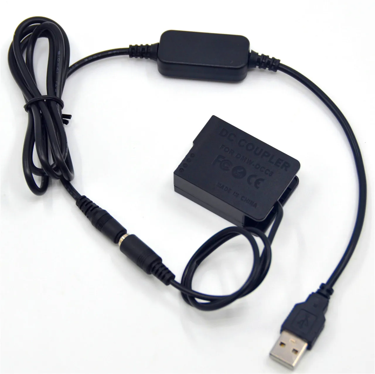 Cavo Usb Dc 5V + Accoppiatore Dc Dcc8 Blc12E Batteria Fittizia Completamente Decodificata Per Panasonic Lumix Gx8 Fz2500 Fz1000 Fz300 Fz200 G80 G81