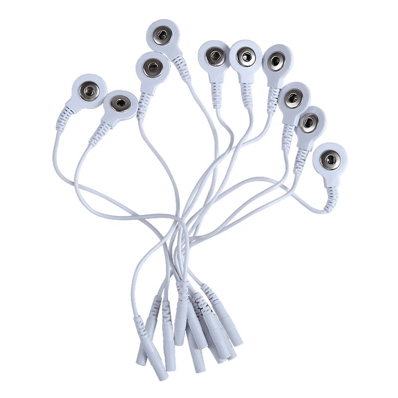 Lead Wire Adapters Tieline Short Cables Electrode Wires DC Head 2mm Snap 3.5mm Plug for Massager Machine Use Tool 5/10pcs electrode wires