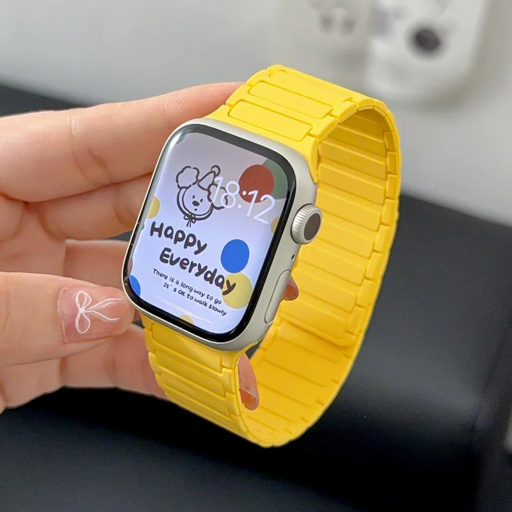 Silicone Strap for Apple Watch 46mm 42mm 49mm 45mm 41mm 44mm 40mm Magnetic Band for IWatch Ultra 2 Series 10 9 8 7 6 SE 5 4 3