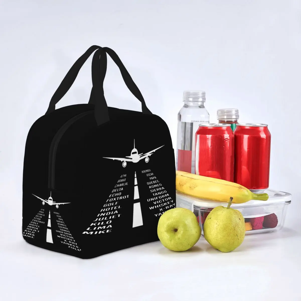 Airplane Phonetic Alphabet Pilot Gift Insulated Lunch Bag Thermal Bag Lunch Container Aviation Plane Fighter Tote Box