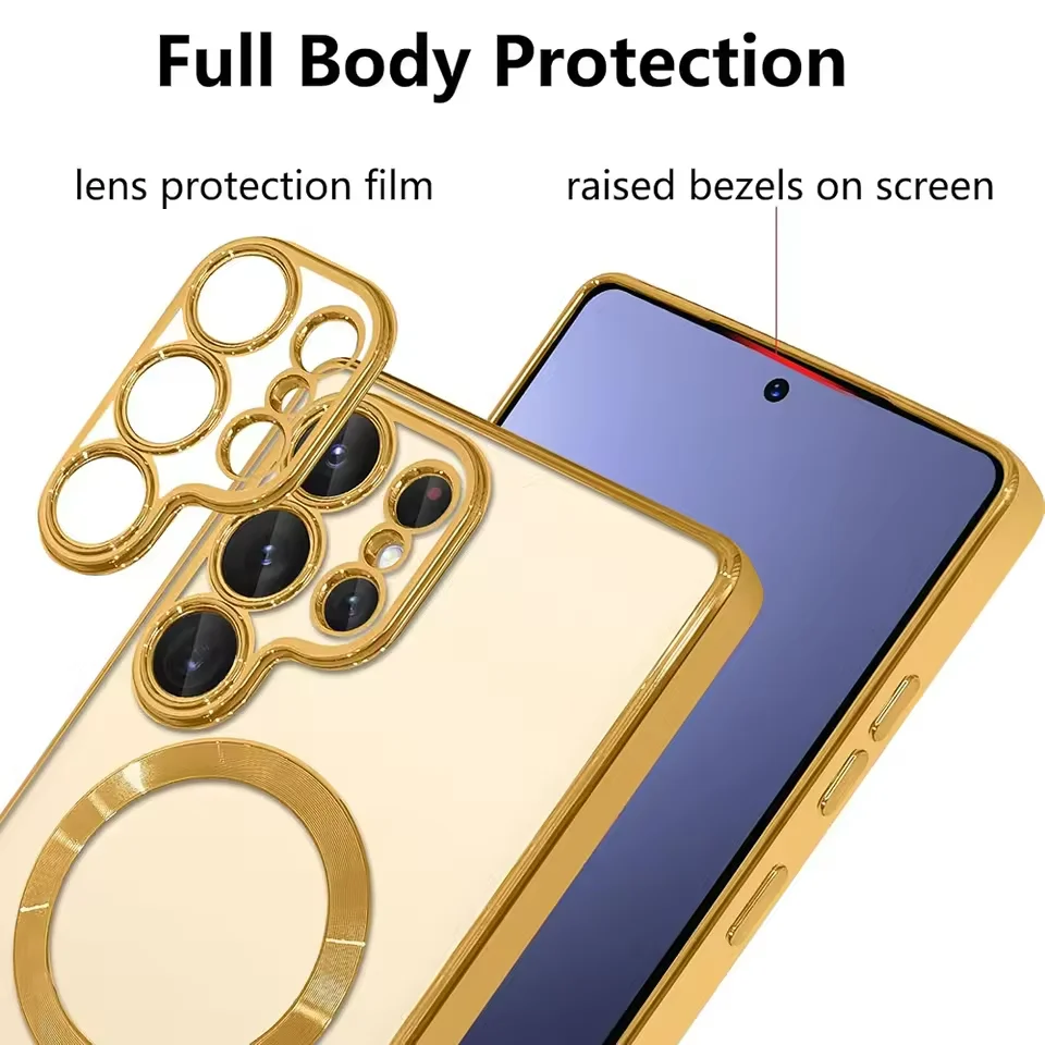 Enhanced Magnetic Clear Thin Case with Luxury Plating and Silicone Soft Cover