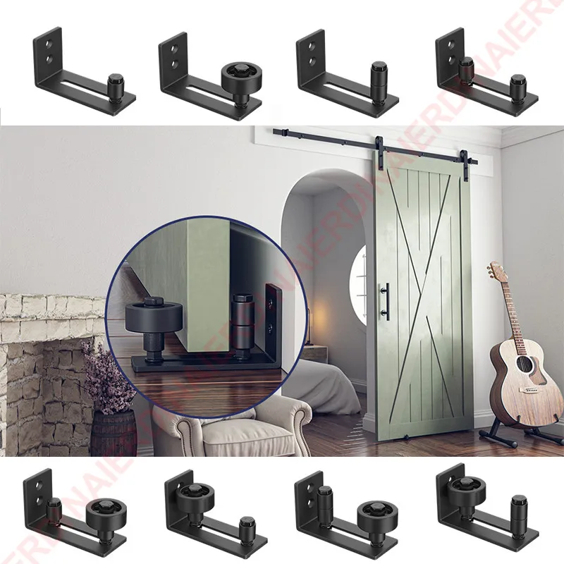 Black Barn Door Floor Guide Sliding Door Slides Rails 8 Setup Options for DIY Barn Adjustable Floor Guide Roller sliding door roller sliding door pulley
