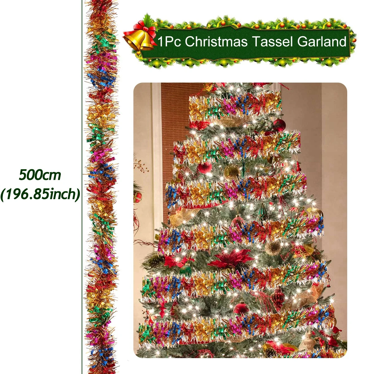 thumbnail image 1 of Christmas Glitter Tinsel Tassel Garland Christmas Decorations For Home 2024 Xmas Tree Ornament Natal Noel New Year Gifts 2025, 1 of 5
