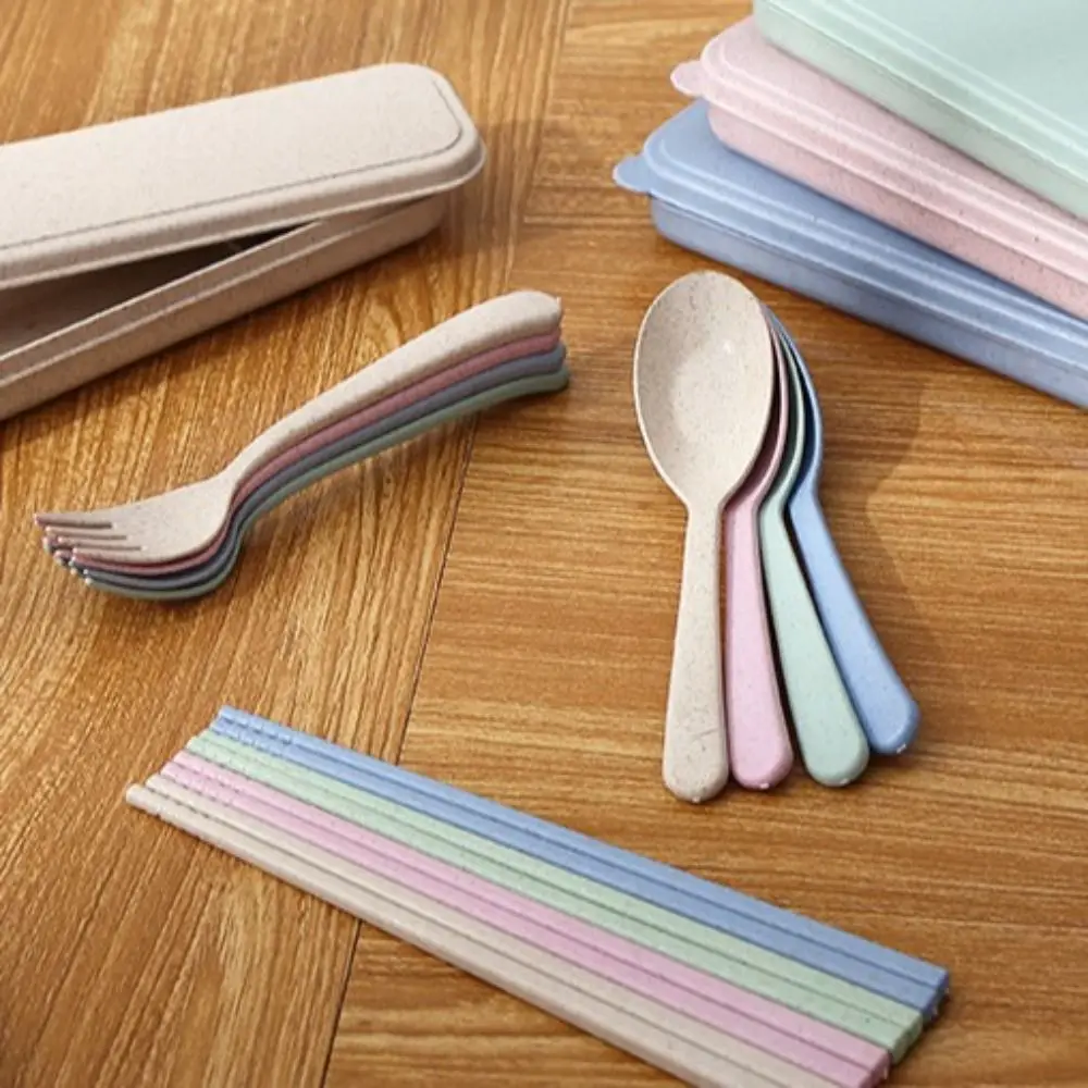 Plastic Cutlery Set Simplicity With Storage Box Fork And Chopsticks Set