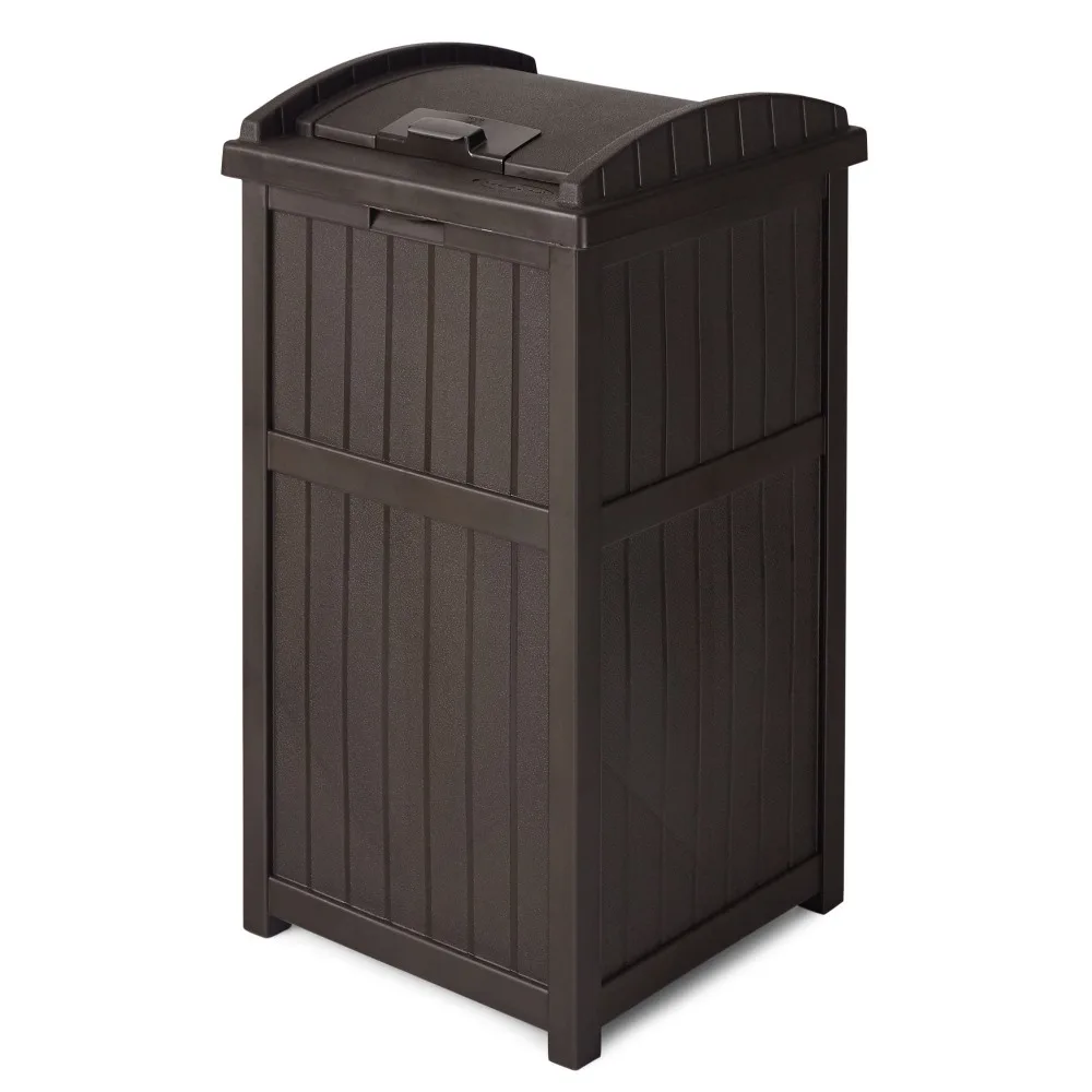 

Trash Can 33 Gallon Hideaway Outdoor Garbage Can With Secure Lid Wastebasket Brown Food Waste Recycle Bin Cleaning Free Shipping