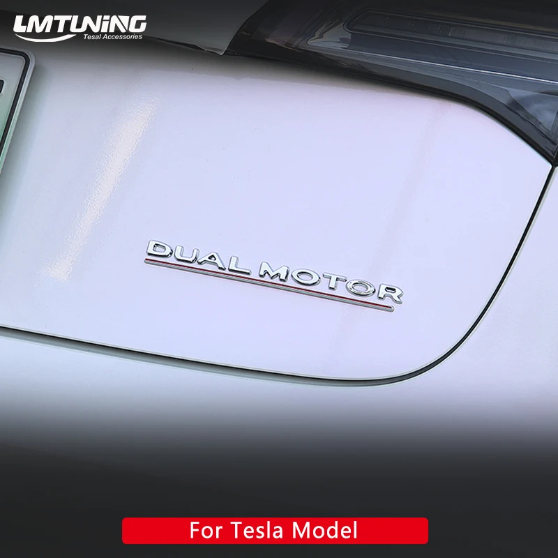 

LMTUNING Dual Motor Decals 3D Emblems For Tesla Model 3XS High Performance Car Trunk Badge3M Adhesive Backing Replacement for