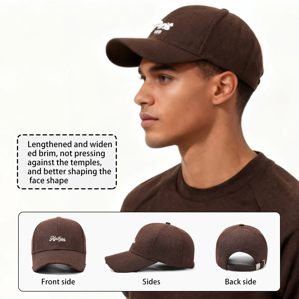 Wide-Brimmed Baseball Cap with a Large Head Circumference, Versatile Hard-Top Cap for Women, Enlarged and Deepened Duckbill Cap for Men with Large Faces, Makes the Face Look Smaller