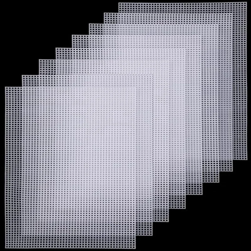 Canvas Pads 8 Pcs White Rectangle Plastic Mesh Sheet Flexible Plastic Canvas For DIY Crafts Embroidery Crafting Knit