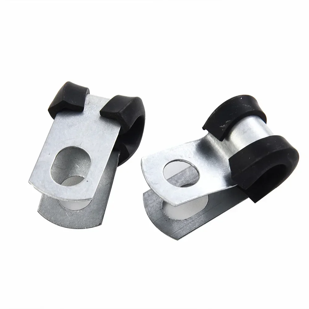 Metal P Clips 12pcs Rubber Lined Wiring Hose Pipe Clamp for Camper Hydraulic