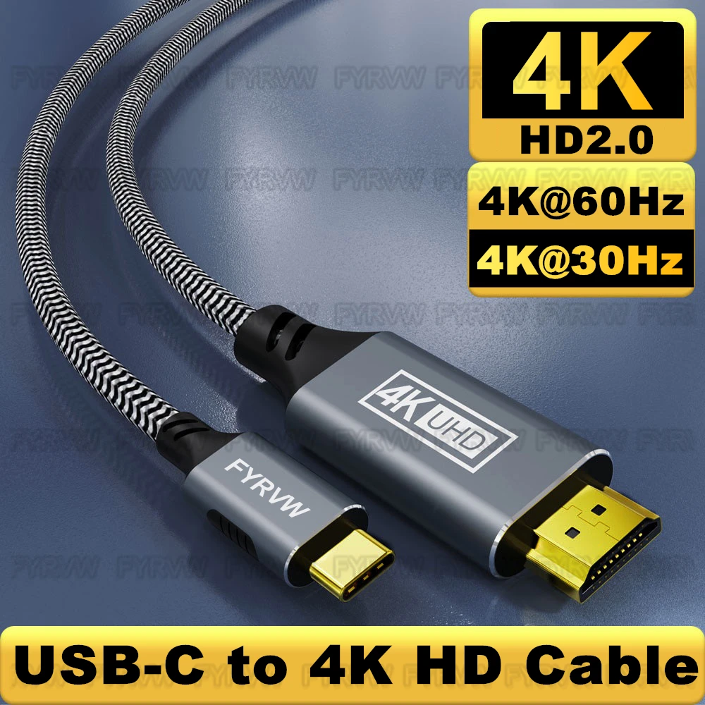 Cavo Da Tipo C A Hdmi 4K Usb Tipo C A Hdmi-Compatibile Per Macbook Pro Air Ipad Pro Samsung Tv Iphone15 A 4K Cavo Hdmi