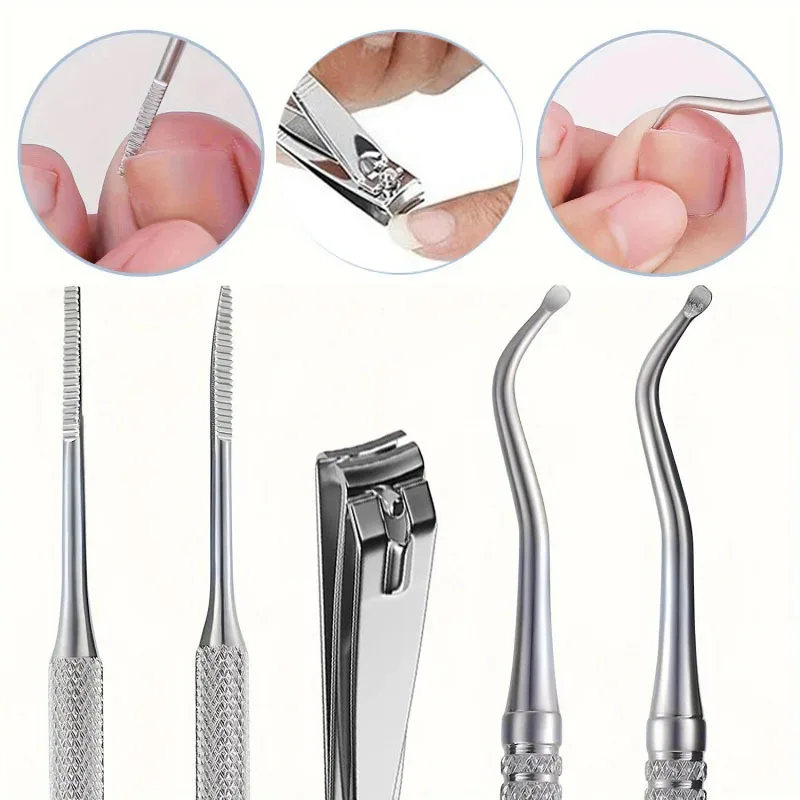 3종 전문가용 내성 발톱깎이 세트, 스테인리스 스틸 네일 클리퍼, 리프터와 보관함이 포함된 스테인리스 스틸 파일-냄새 없음