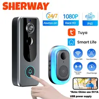 Tuya Doorbell with Camera Wireless Bundle Video Doorbell Wifi HD 1080P Outdoor Phone Door Bell Camera Security Video Intercom IR
