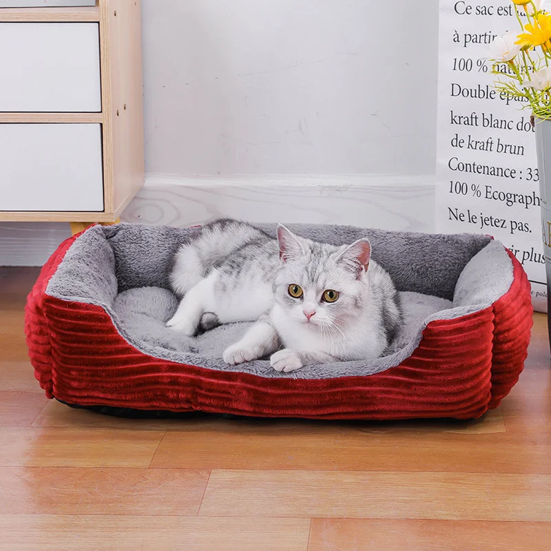 Bed for Dog Cat Pet Soft Square Plush 2