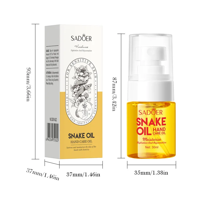 SADOER Snake Oil Hand Serum Moisturizing Hydrating Anti-Wrinkles Whitening Anti Drying Hand Cream Essence Hands Oil Skin Care