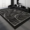 Black White Luxury Living Room Carpet Geometric Line Decorative Carpets Non-Slip Bedroom Rug Light Luxury Art Room Rugs Alfombra 3