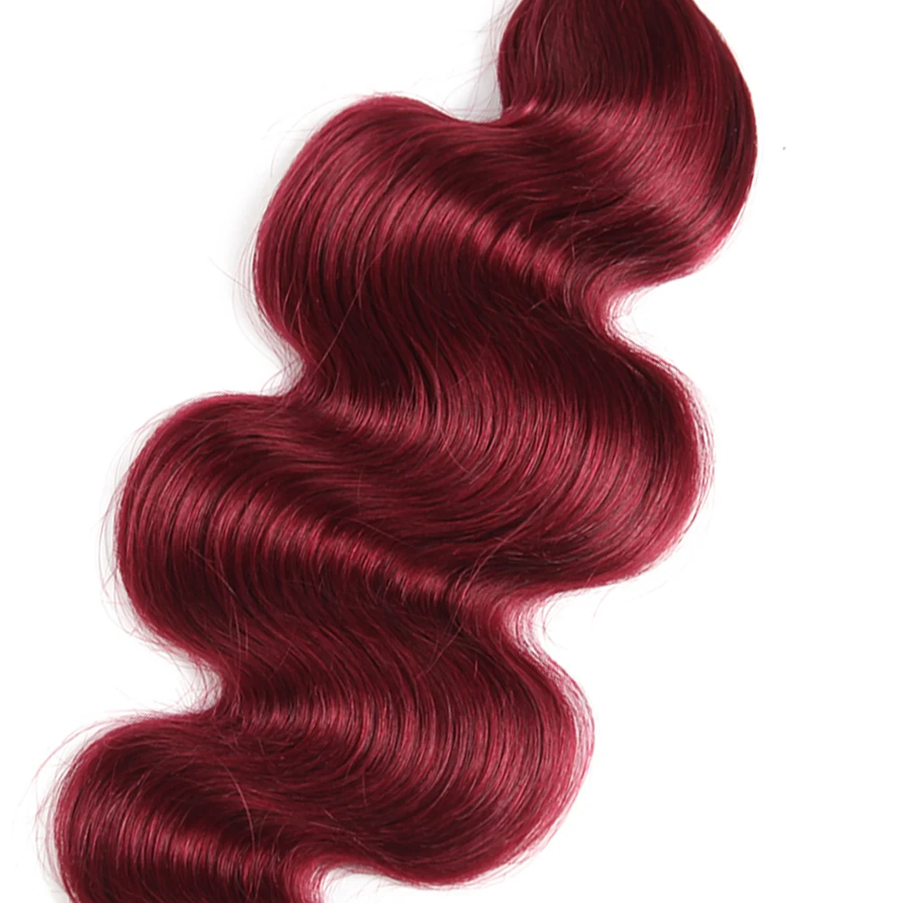 Brazilian Body Wave Human Hair Bundles 99J/Burgundy Red Colored Human Hair Weave Bundles 8-26 Inch Remy Extension 3/4PCS