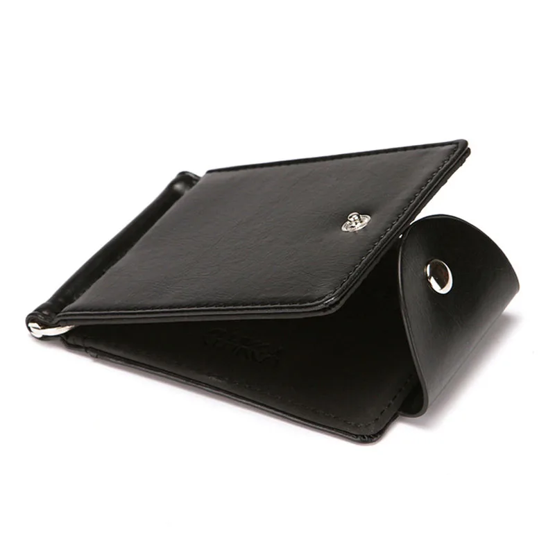 Fashion men's PU leather wallet ultra-thin dollar clip trendy multi-card slot card holder business credit card holder for men leather bifold wallet id credit card holder