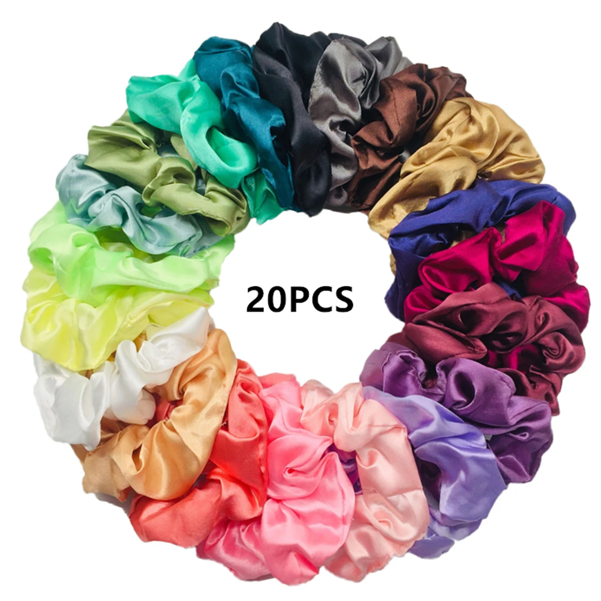 50/40/20pc vintage cetim scrunchies meninas elásticos faixas de cabelo titular rabo de cavalo laços de borracha moda feminina acessórios sólidos