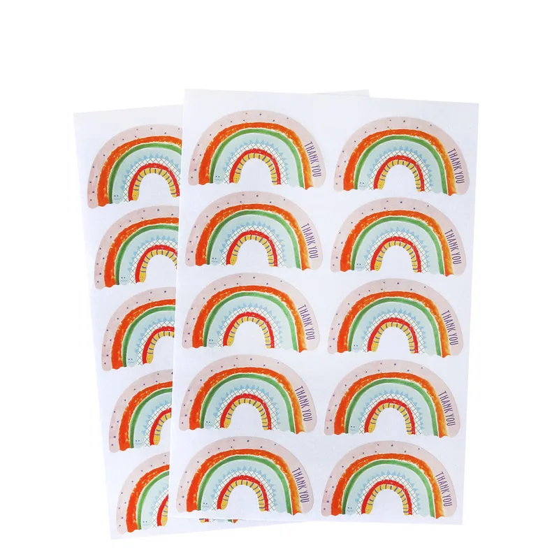 Decorative Stickers DIY Scrapbooking Accessories Thank You Stickers Rainbow Stickers Happy Birthday Thank You Label DIY Cookie Bags Seal Labels Happy Every Day Sticker Paper Decor 5.5cm 100pcs