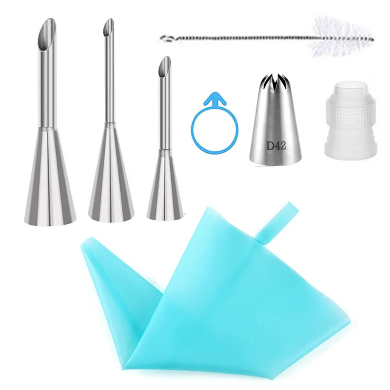 DIY Reusable Silicone Pastry Bag For Puff Set Cake Icing Piping Tube Cupcake Nozzles Decorating Tips Kitchen Brush Baking Tools,cake decorating tip set,baking supplies,cake icing nozzles,baking nozzle set,cake decorating nozzle set,pastry bag set