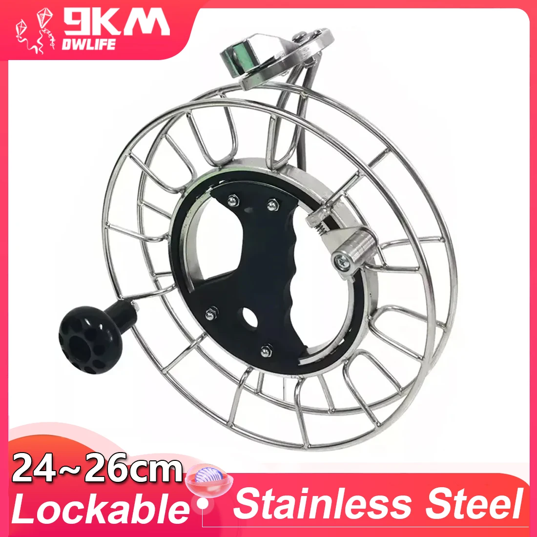 

Silent Bearing Kite Reel Winder 24cm 26cm Adult Outdoor Lockable Kite Handle Flying Sports Tools Stainless Steel