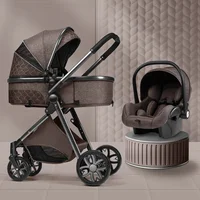 Poussette de bébé de luxe 3 en 1, chariot pour bébé de paysage haut, peut s'asseoir et s'allonger, poussette Portable, berceau pour bébé, porte-bébé 1
