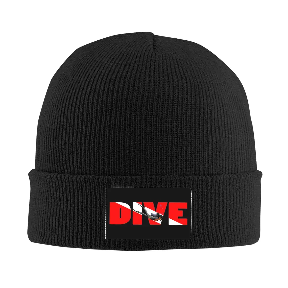 

Scuba Dive Flag And Diver Bonnet Hat Knitted Hats Men Women Cool Unisex Adult Diving Lover Warm Winter Beanies Cap