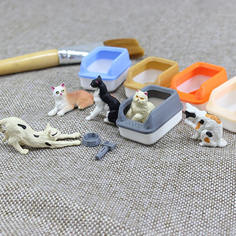 Black Cat Sitting Miniature - 1:12 Scale Dollhouse Animal Accessory For Halloween Displays