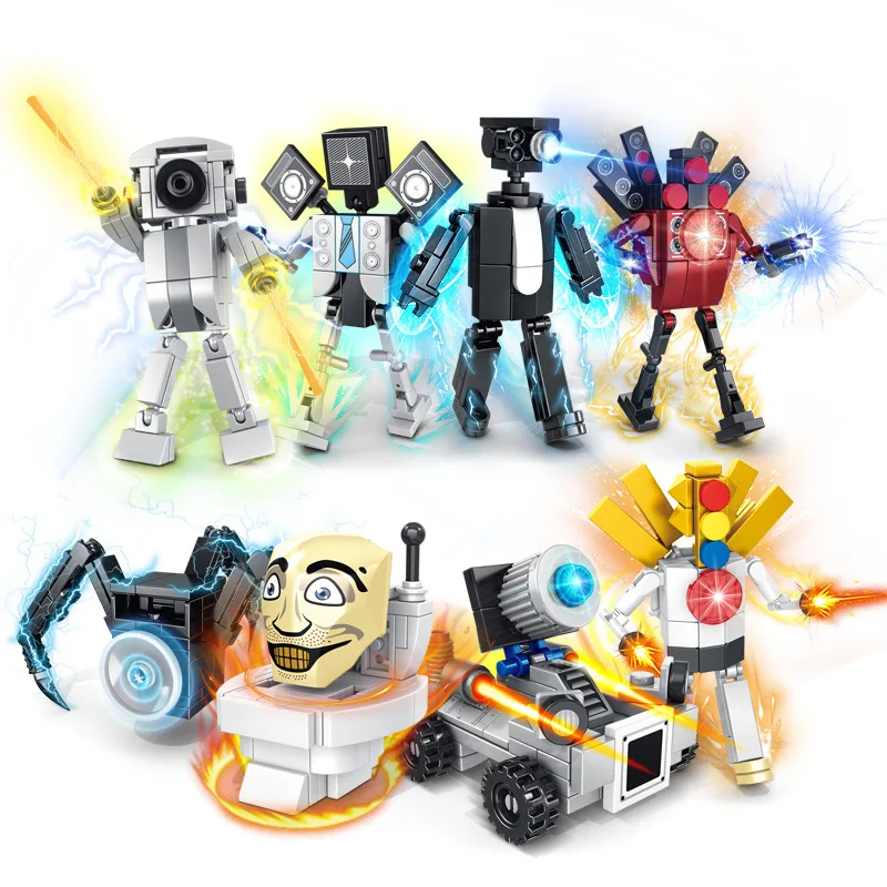 Skibidi Toilet Man Vs Monitor Model Building Blocks Audio Man Titan Speaker Man Camera Man Gift Toys For Children Christmas