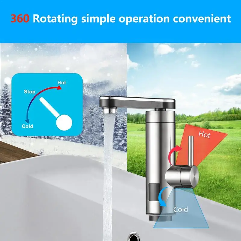  Calentador de agua caliente instantáneo eléctrico Ducha  eléctrica sin tanque grifo de agua caliente cocina baño calentador de agua  instantáneo grifo : Herramientas y Mejoras del Hogar