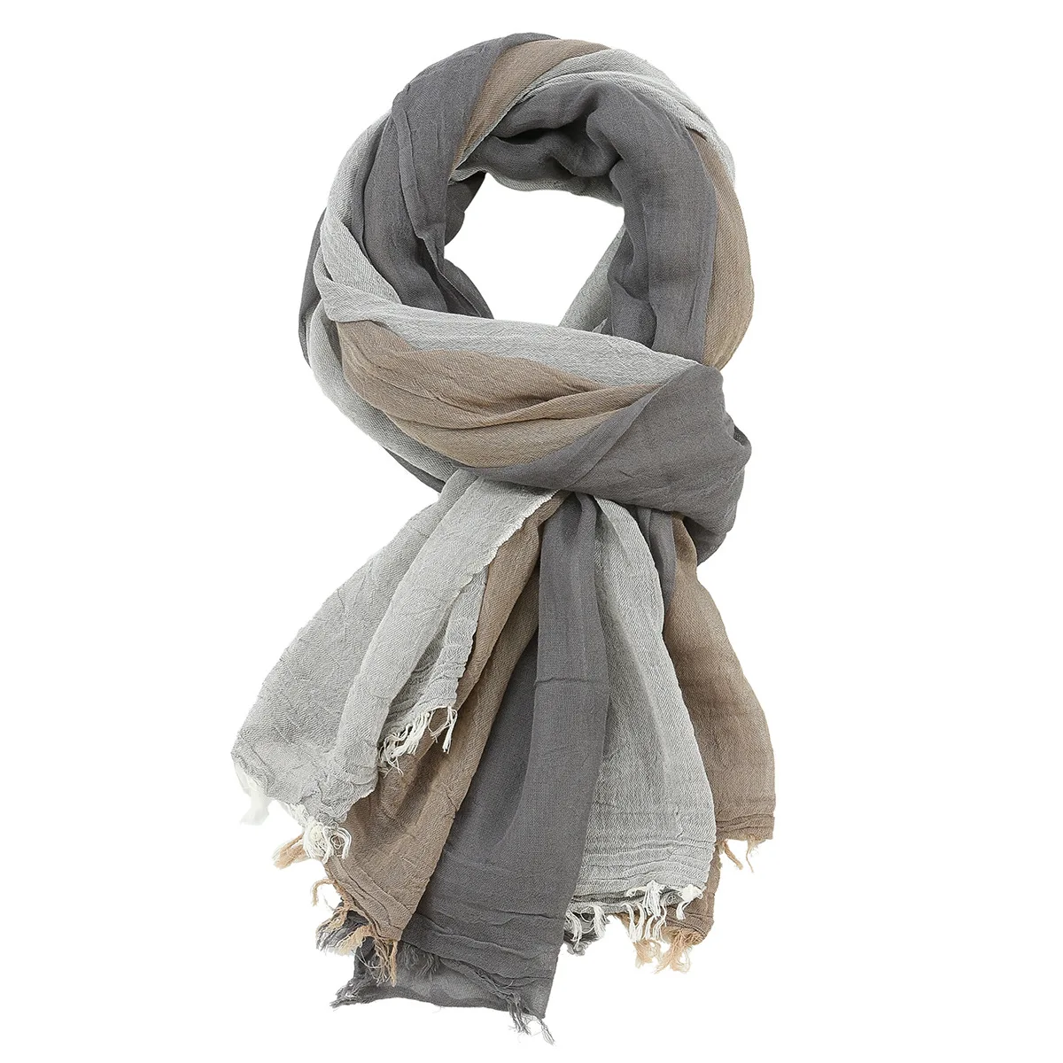 Cotton Camel Linen Scarf Men Long Patchwork Scarf for Men Tassel Winter Mens Scarves Fashion Men's Accessories - 3