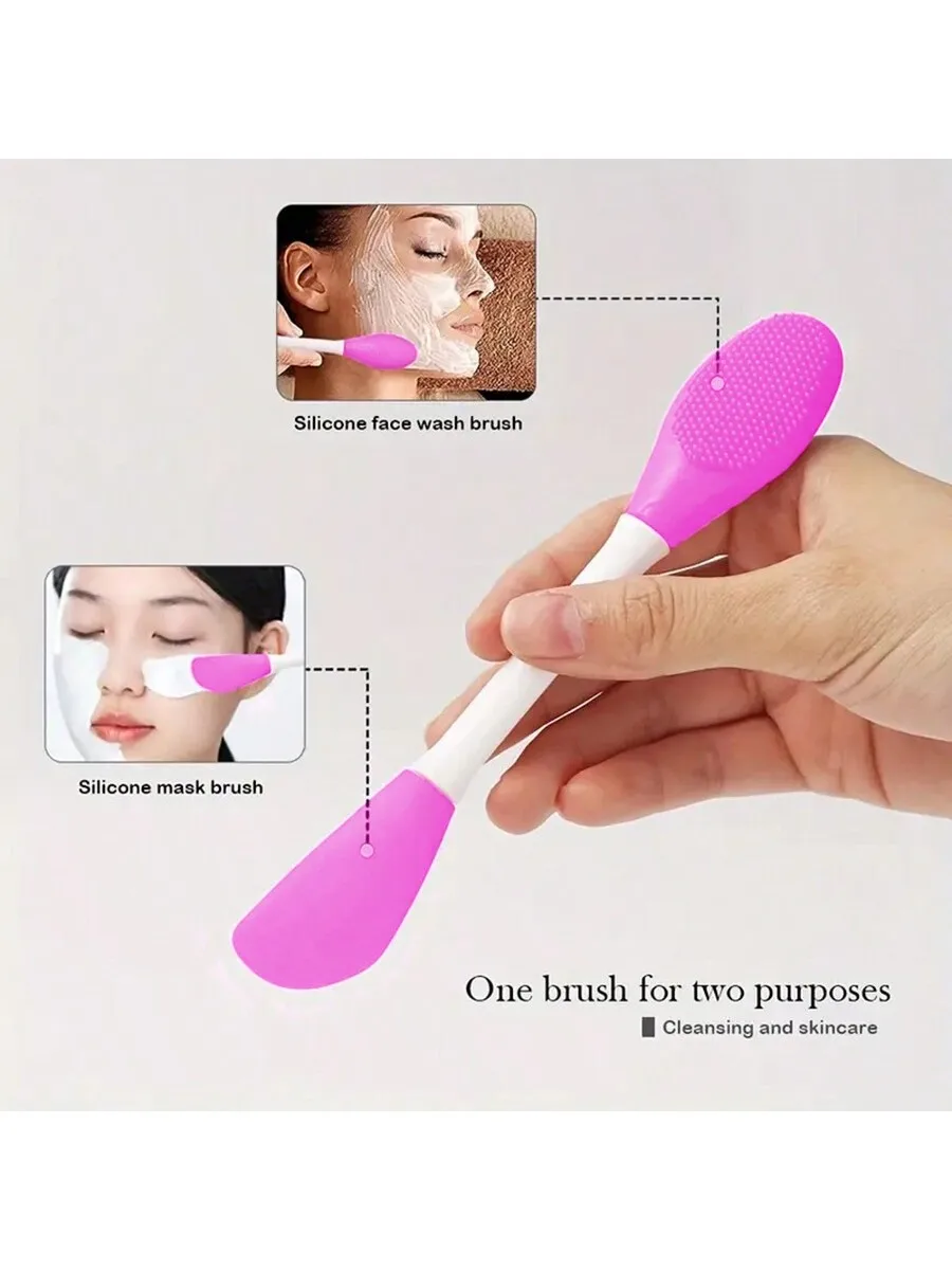 1Pc Double Head Silicone Mask Brush Facial Cleansing Brush Face Wash Massager Brush Mask Mud Scraper Beauty Face Skin Care Tools