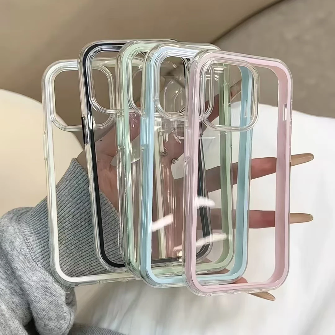 Elegant Dual-Function Transparent Candy Phone Case with Shockproof Bumper