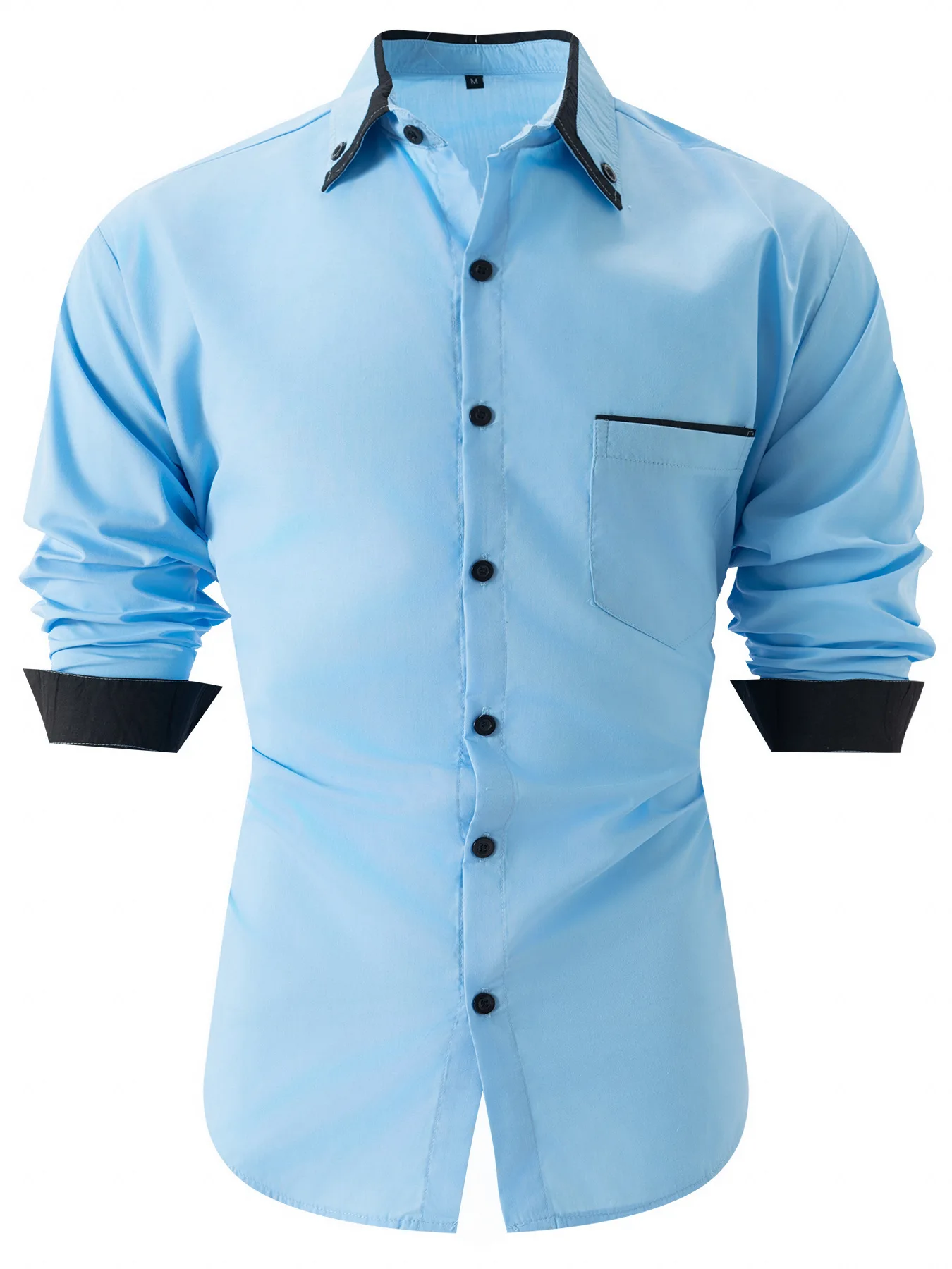 New men's Business casual Color Combination Loose long-sleeved Shirt