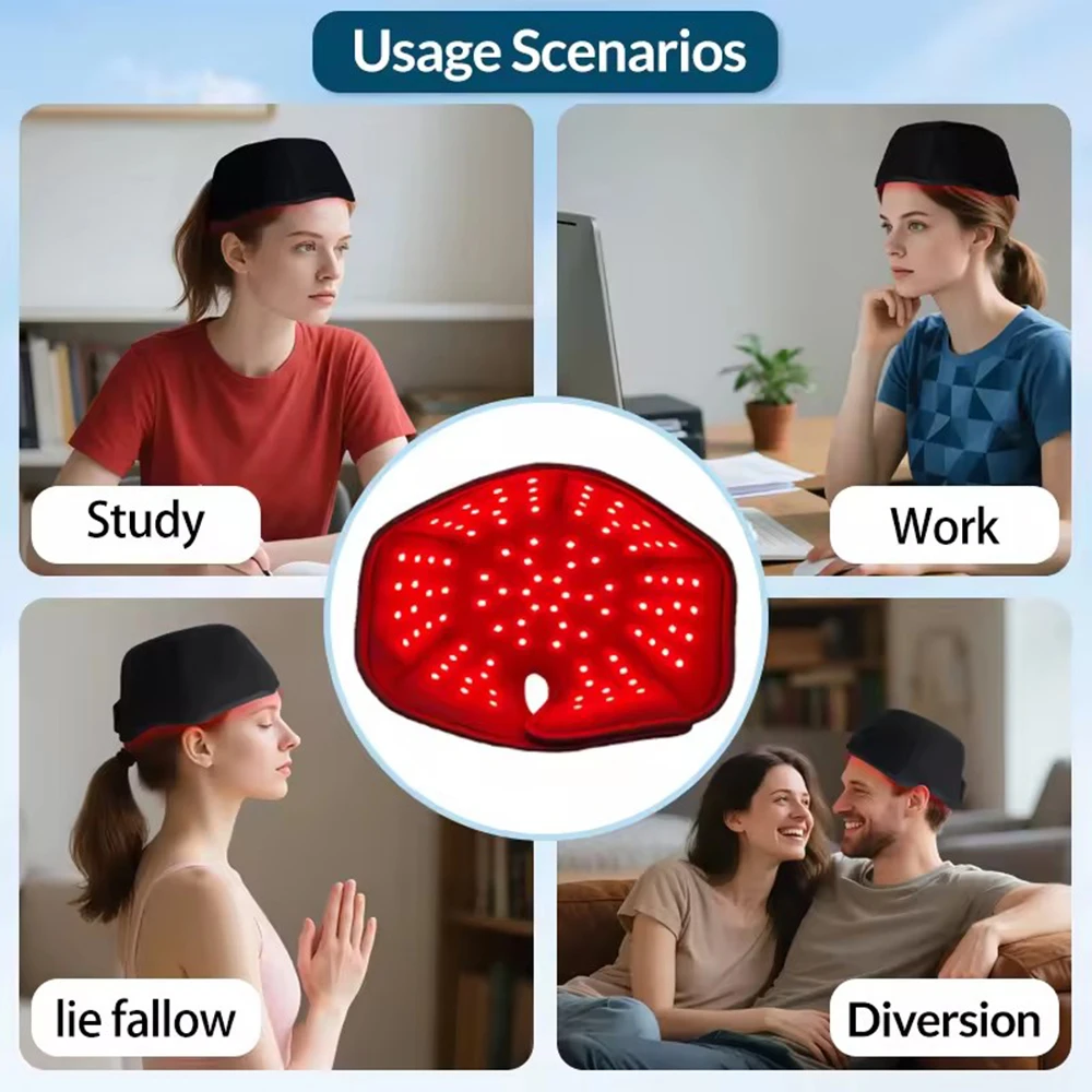 Red Light Hats for Hair Regrowth Infrared light Cap Thinning Anti Hair Loss Anxiety Stress Reduce Migraine Scalp Relax Massager