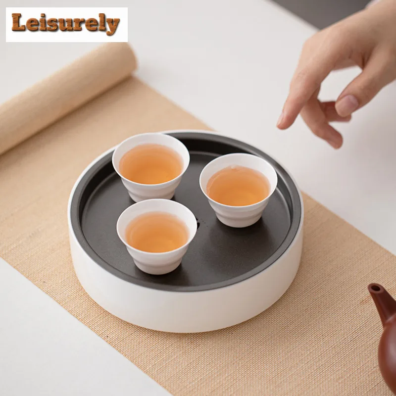 Sheep Fat Jade Porcelain Pot Bearing Holder Boutique Water Storage Dry Brew Table Tea Tray Pot Base Chinese Kung Fu Teaset Craft