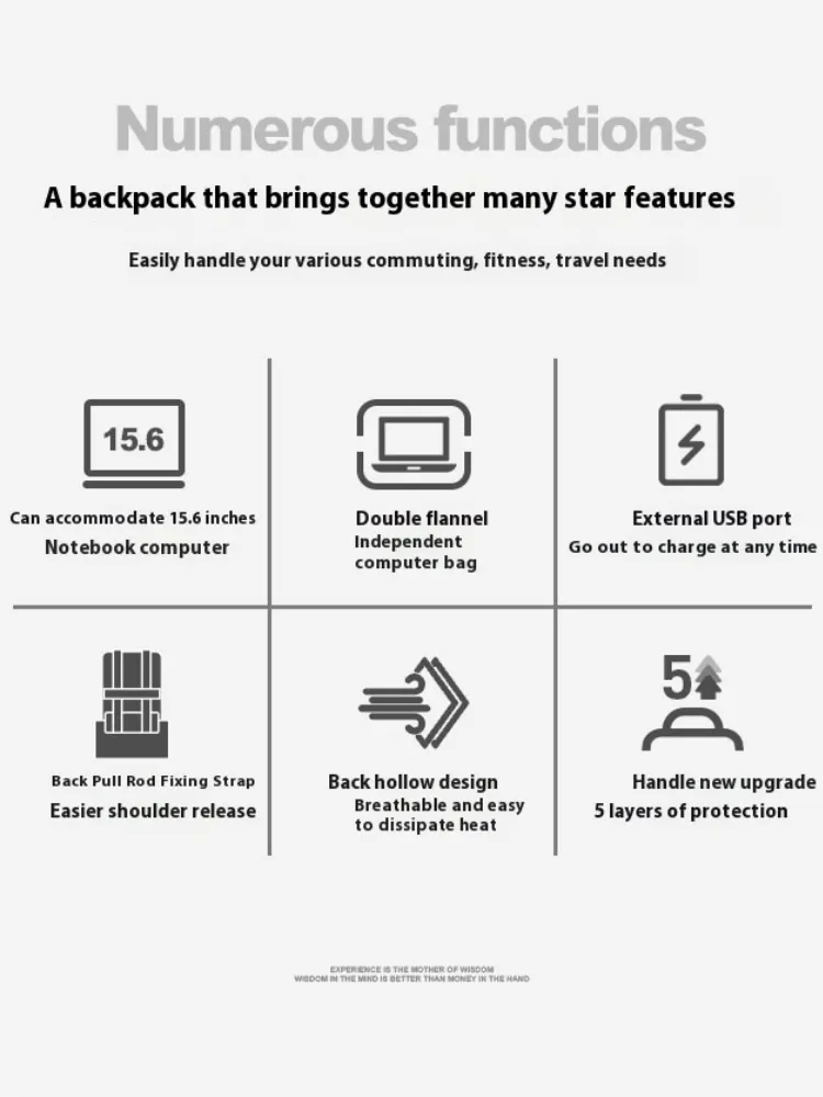 BOPAI Business backpack; Leather backpack; Multi-functional backpack; The first layer of cowhide backpack; Commuting backpack; L 4