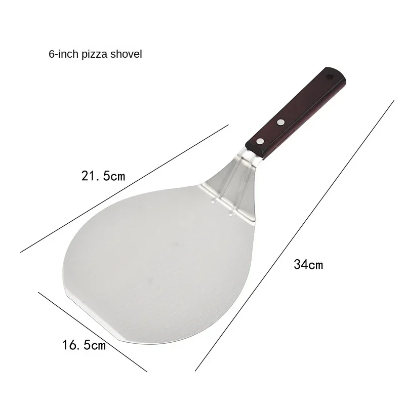 6.5/10inch Pizza Shovels Wooden Handle Stainless Steel Cake Shovel Pizza Shovel for Homemade Baking Bread Cake Tools