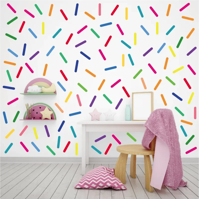 30pcs/set Colorful Strip Shape Wall Sticker DIY Self-adhesive Stickers Kids Room Living Room Wallpaper Home Decoration