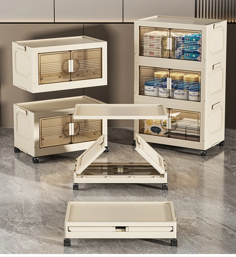 Description Picture 5 of itemFoldable Storage Box with Lid & Wheels, Toys Organizer Large Capacity Closet Clothes Container Cabinet Outdoor Car Storage Bin