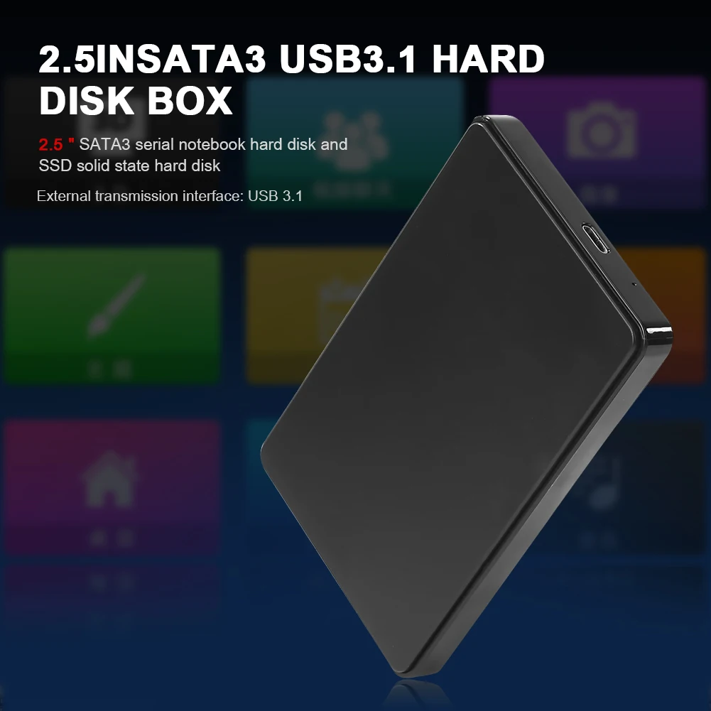 2.5 inch HDD SSD Case Sata to USB 3.1 Adapter 6 Gbps Box Hard Drive Enclosure Support 8TB HDD Disk for Windows Mac OS