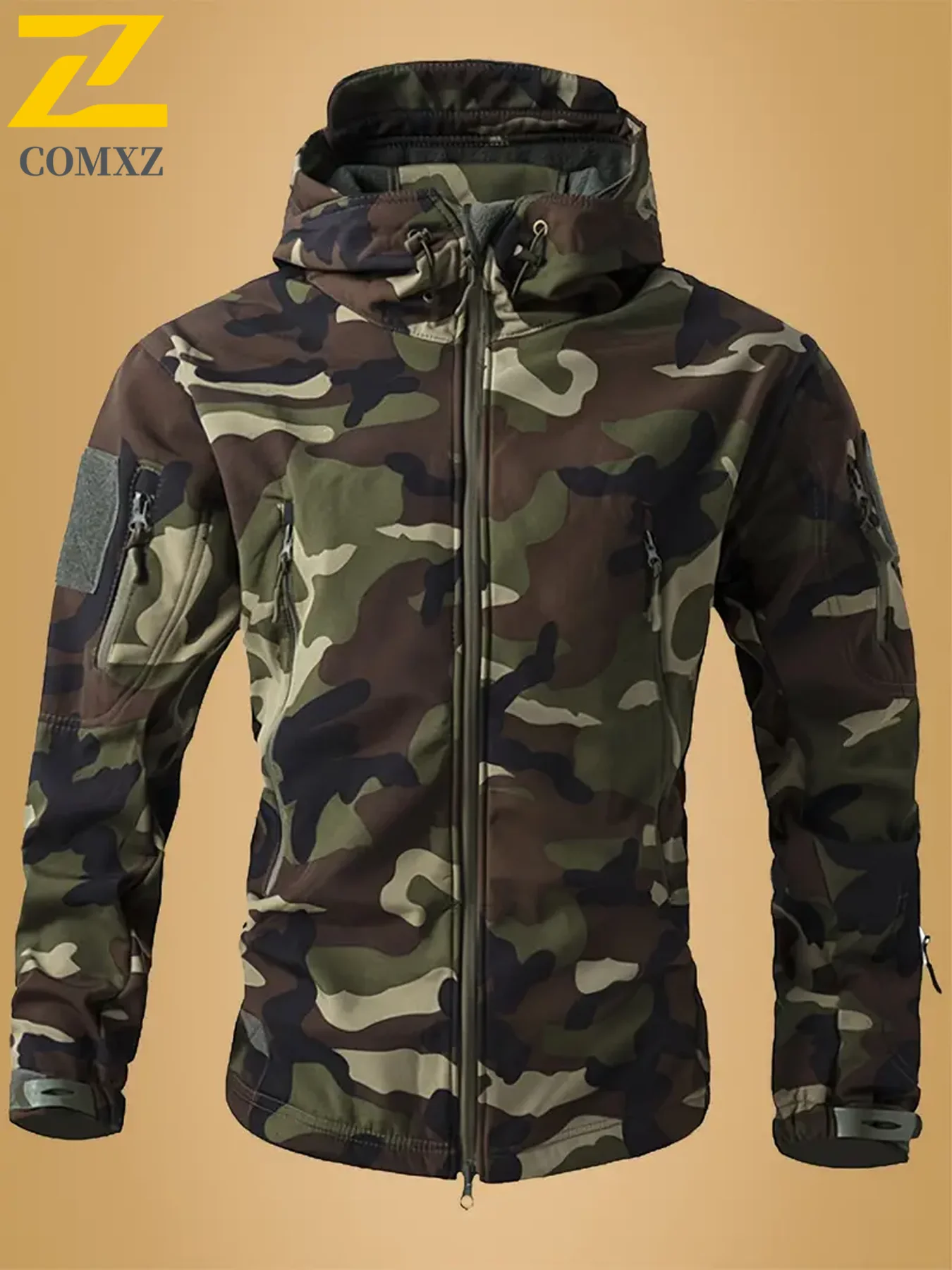 EiAO Men's Tactical Military Camo Softshell Jacket Winter Fleece Lined Waterproof Assault Windbreaker Outdoor Combat Coat​