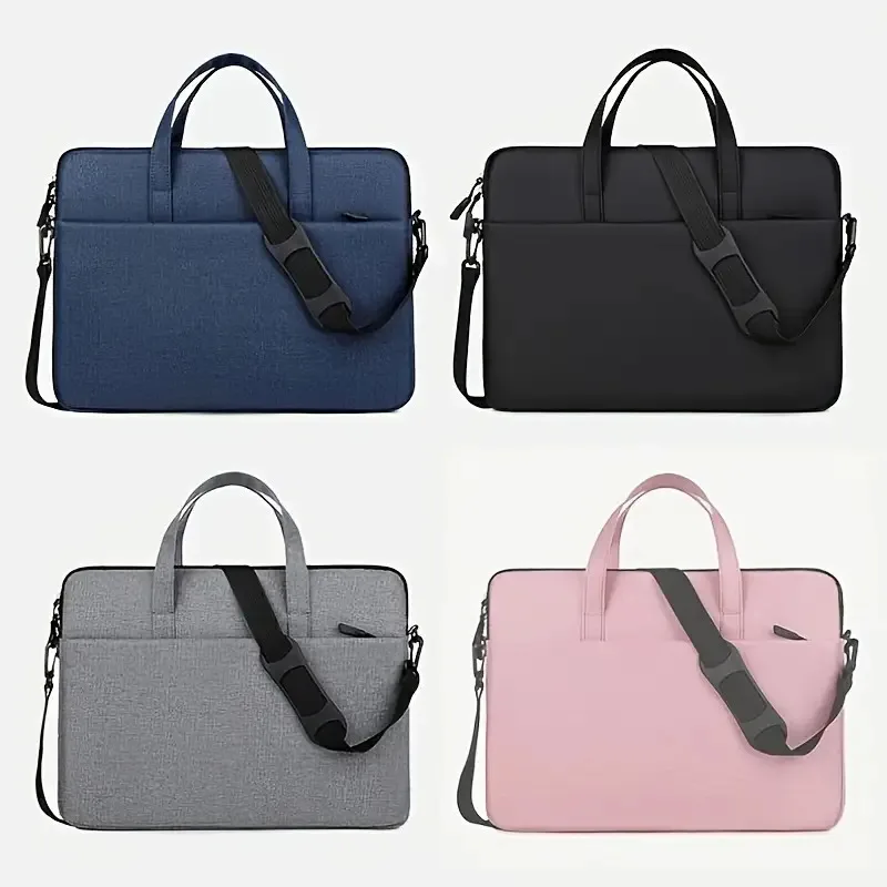 1 einfarbige, minimalistische, tragbare Laptoptasche; tragbare Laptoptasche für Geschäftsreisen; Umhängetasche mit Reißverschluss für Laptops – Detail 2