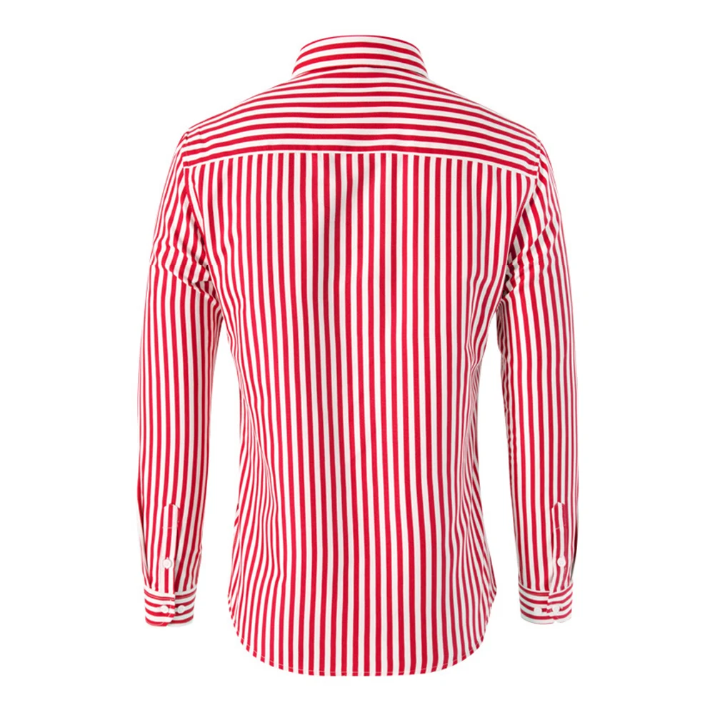 

Men's Casual Striped Shirt Baggy Fit Lapel Top Long Sleeve Button Blouse Available in Black White Blue and More Colors