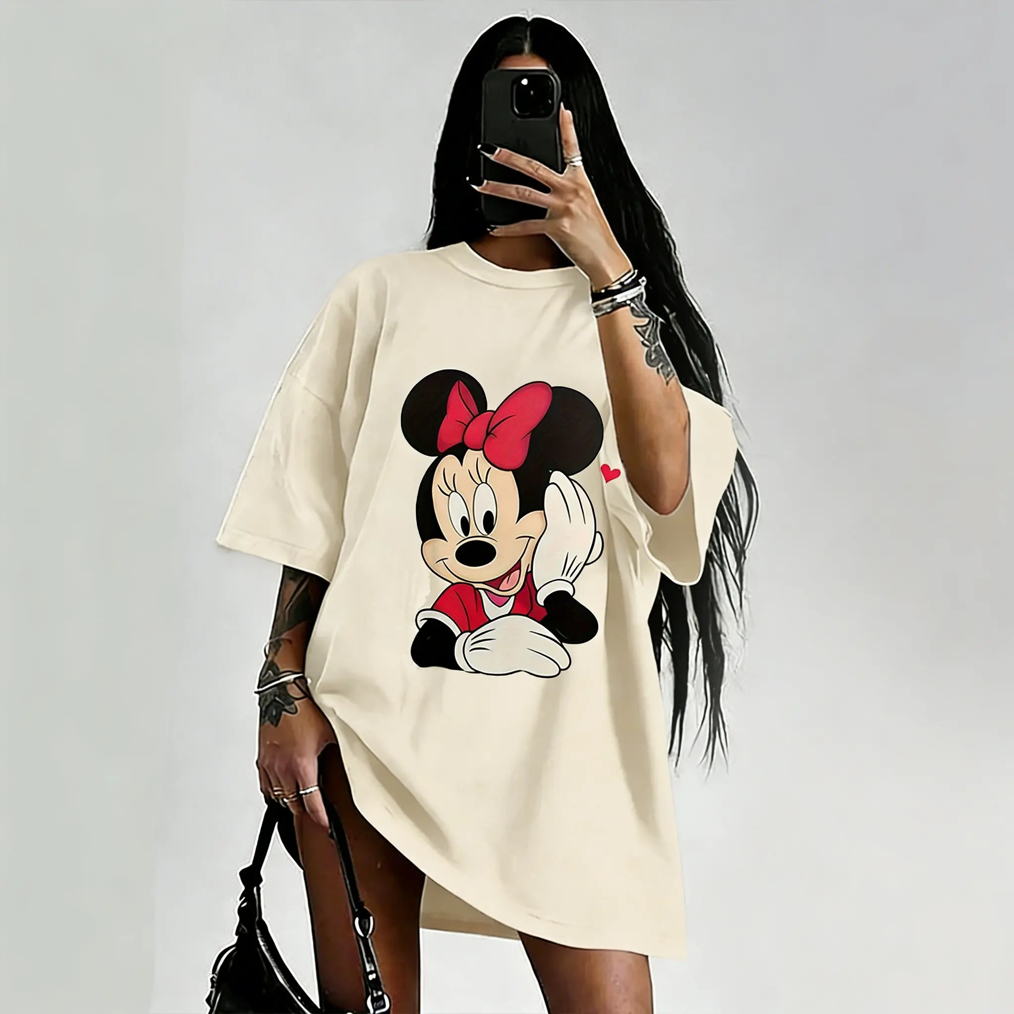 Women's T Shirt Minnie Mickey Disney Short Sleeve Tee Cotton Casual Tops Graphic Print Cartoon Print Y2k Clothes 2026 Summer New